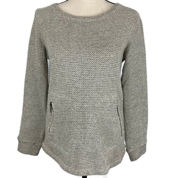 Kenar Scoopneck Sweater Cream Black Marled Hi Low with Pockets Medium - Picture 1 of 14